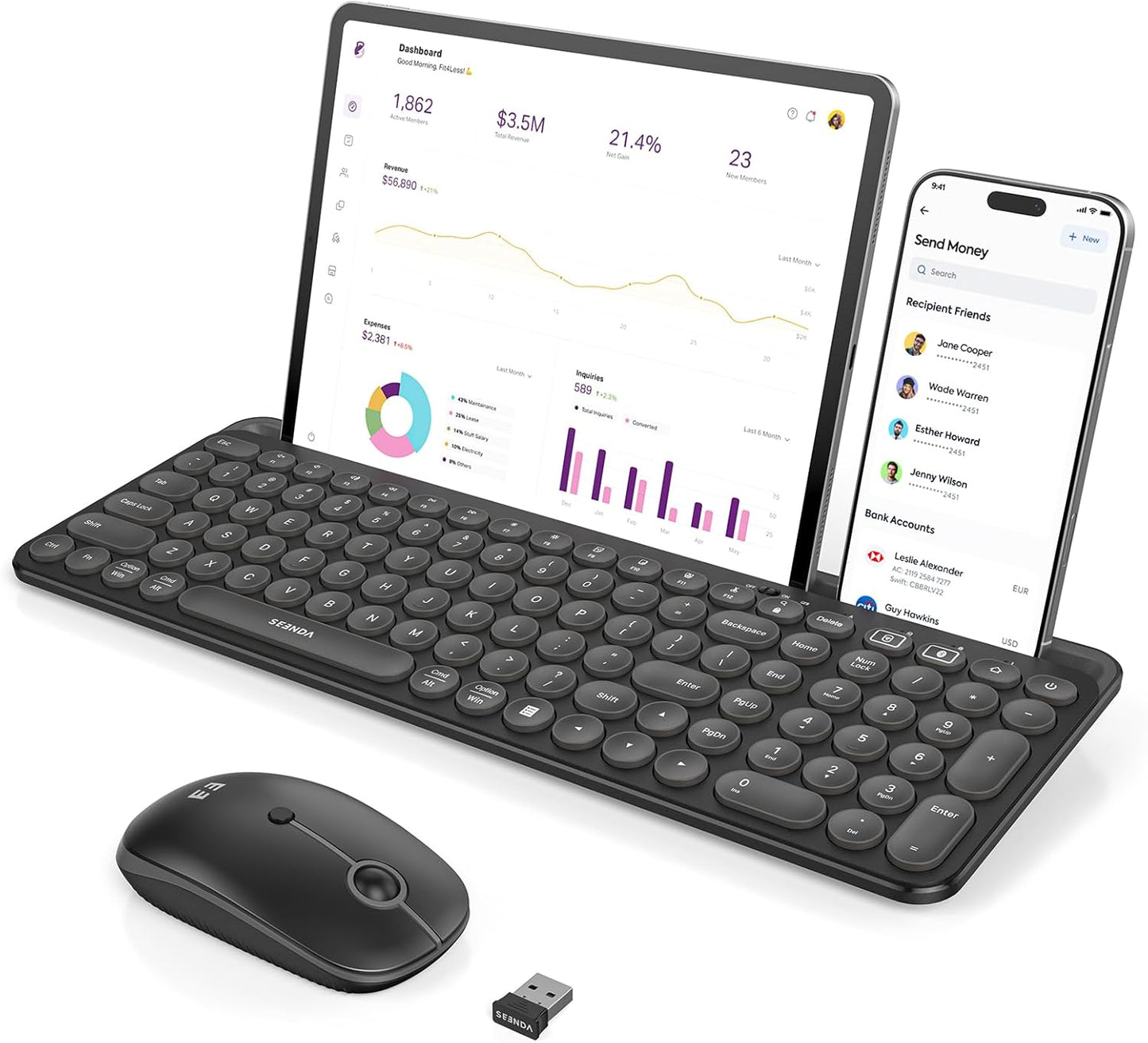seenda Bluetooth Keyboard and Mouse for iPad - Multi-Device