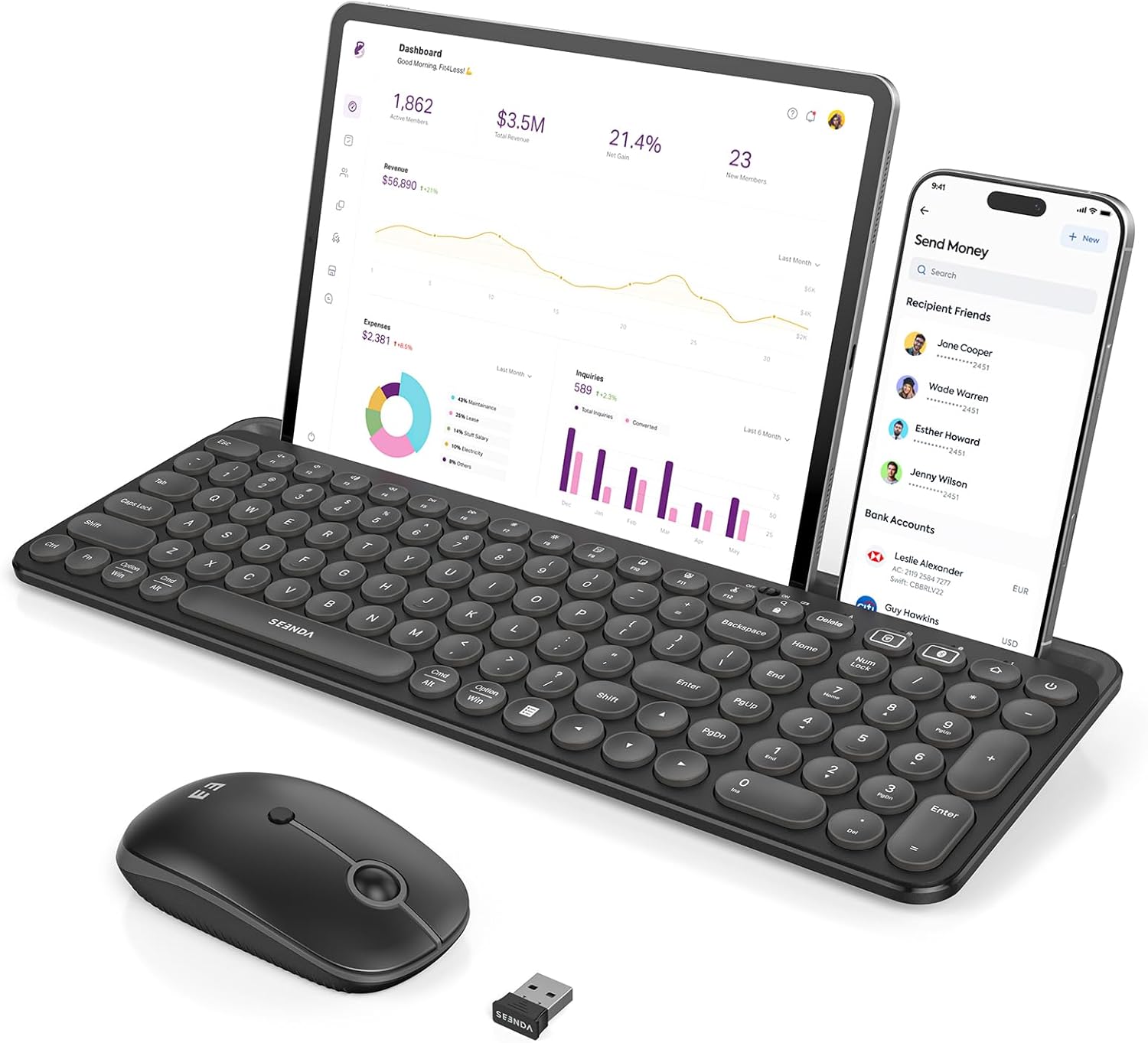 seenda Bluetooth Keyboard and Mouse for iPad - Multi-Device