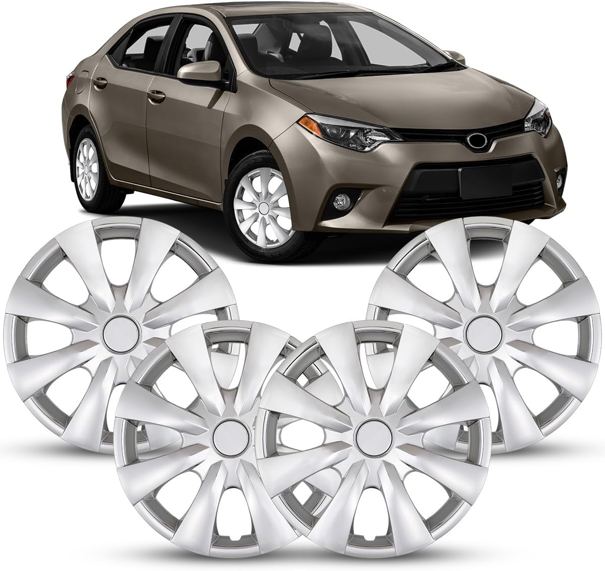 Winjet 15 Inch Hubcaps for Toyota Corolla 2009-2019 Set of 4