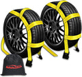 2Pc Tow Dolly Basket Straps with Flat Hook for 14-17 in Tires - Secure