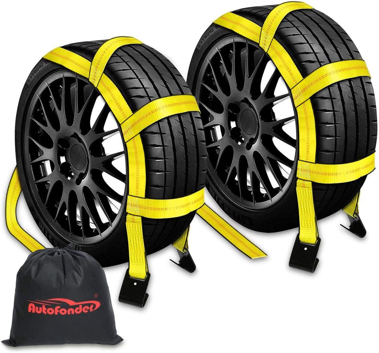 2Pc Tow Dolly Basket Straps for 14in-17in Tires - 10,000 lbs Strength