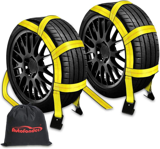 2Pc Tow Dolly Basket Straps for 14in-17in Tires - 10,000 lbs Strength
