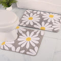Bathroom Rug Set 2 Piece Cute Daisy Gray Bath Mat U Shaped - Soft