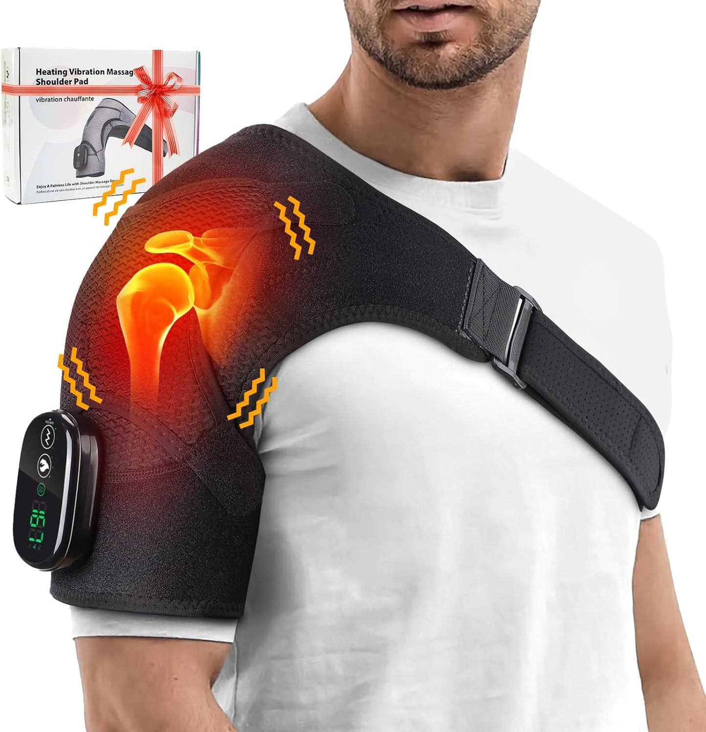 Cordless Portable Shoulder Heating Pad & Massager for Relief