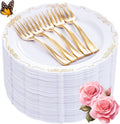 LIYH 200 Pcs Gold Dessert Plates and Forks for Elegant Events