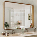 48x36 in Bathroom Mirror with Wood Grain Metal Frame - Clear HD