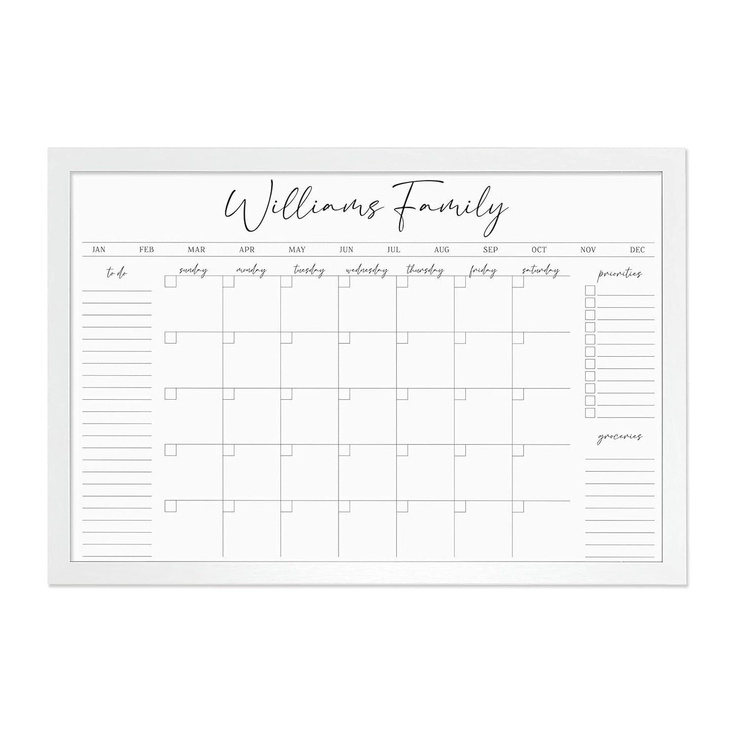 Personalized Dry Erase Wall Calendar for Family Organization