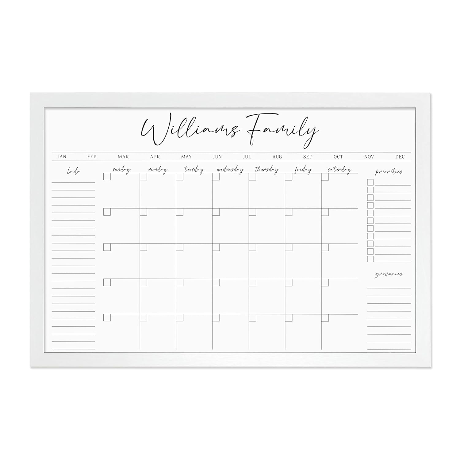 Personalized Dry Erase Wall Calendar for Family Organization