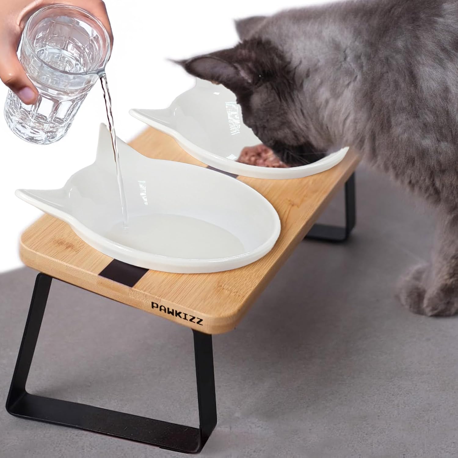Elevated Cat Bowl Stand for Food and Water with Anti-Vomit Design