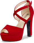 Platform Chunky High Heels Dress Sandals Peep Toe Ankle Strap Super