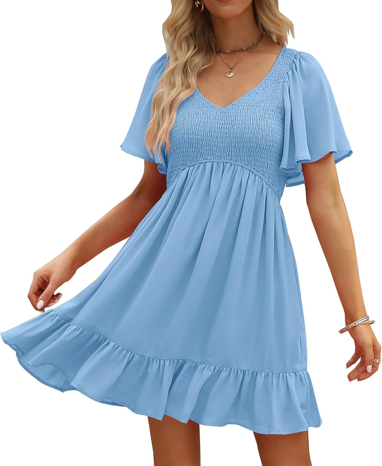 LILLUSORY Women's Flowy Casual Mini Dresses for Summer Fun
