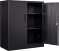 Yizosh Metal Garage Storage Cabinet with 2 Doors and 2 Shelves
