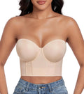 DotVol Women's Longline Strapless Full Figure Underwire Corset Bra