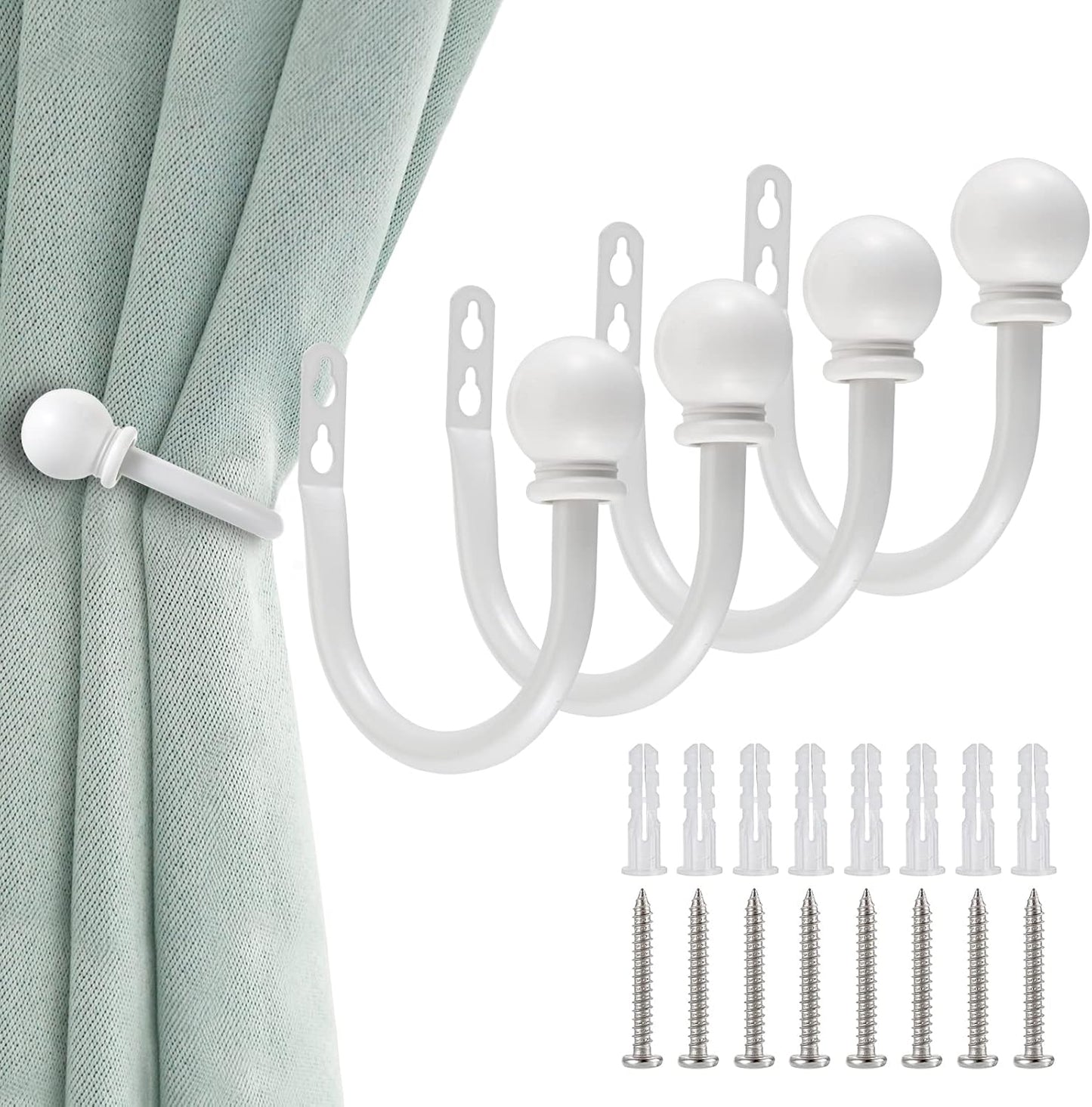 Sumnacon White Curtain Holdbacks Set