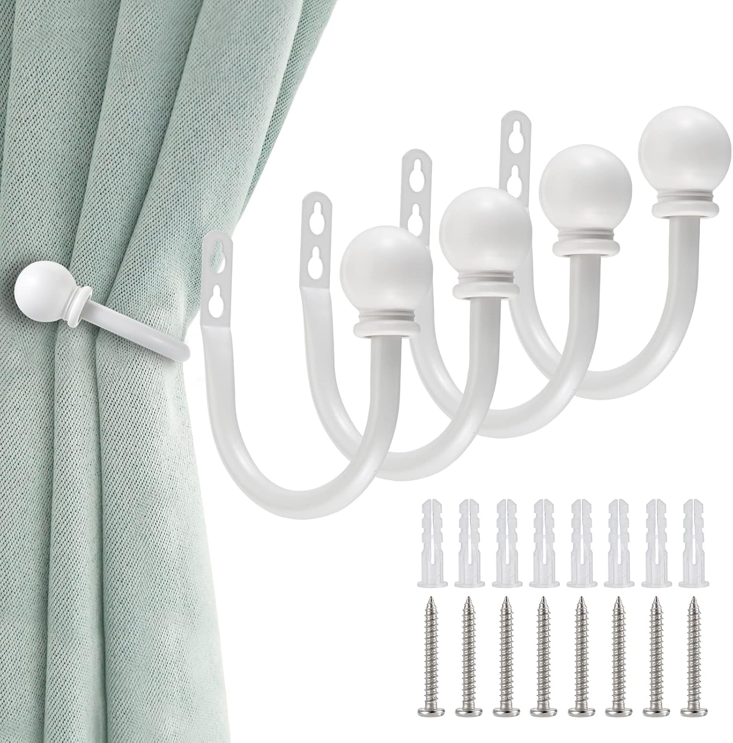 Sumnacon White Curtain Holdbacks Set