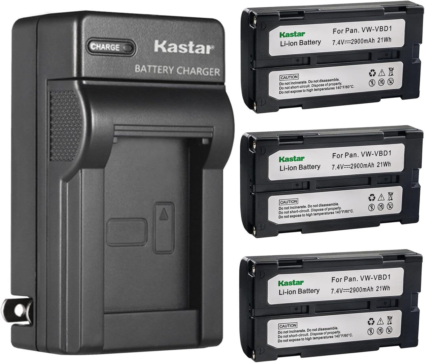 Kastar 3-Pack Battery and AC Wall Charger for Hitachi Cameras