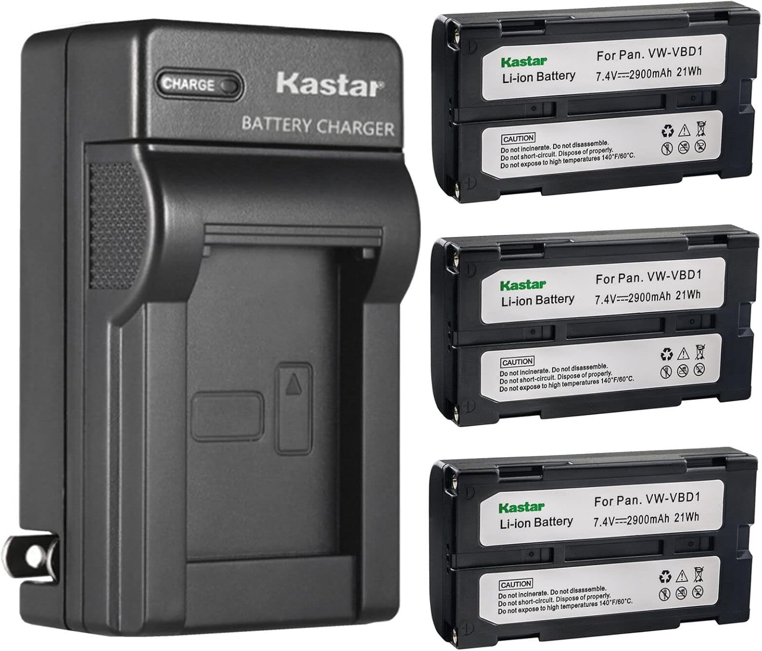 Kastar 3-Pack Battery and AC Wall Charger for Hitachi Cameras