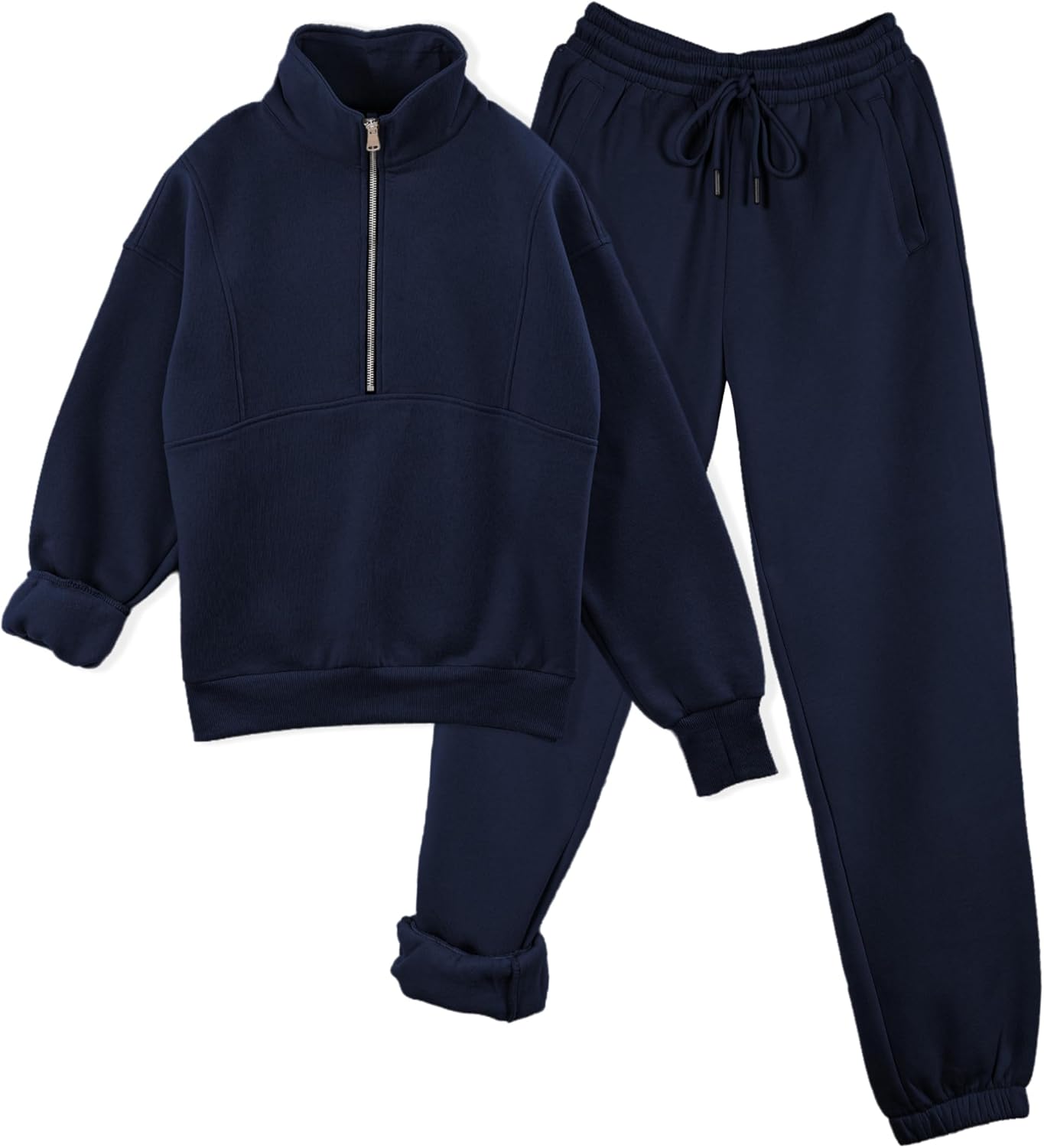 Womens Fleece Lined Jogging Sweatpants and Half Zip Sweatshirts