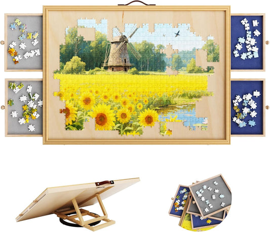 2000 Pcs Adjustable Jigsaw Puzzle Board with Drawers and Cover