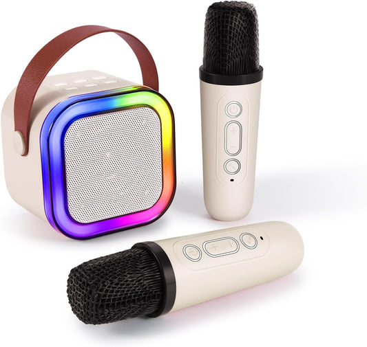 Portable Mini Karaoke Machine with 2 Mics - Perfect for Family Fun!
