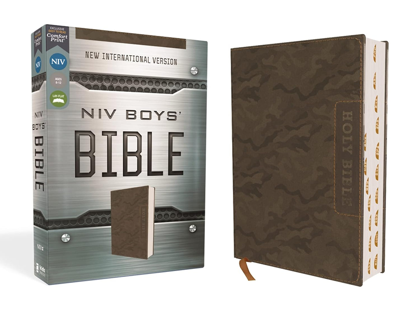 NIV Boys' Bible Leathersoft Brown Camo with Thumb Indexed Tabs
