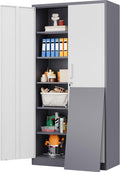 Wide & Deep Metal Storage Cabinet 72in Tall with Lock - Heavy Duty