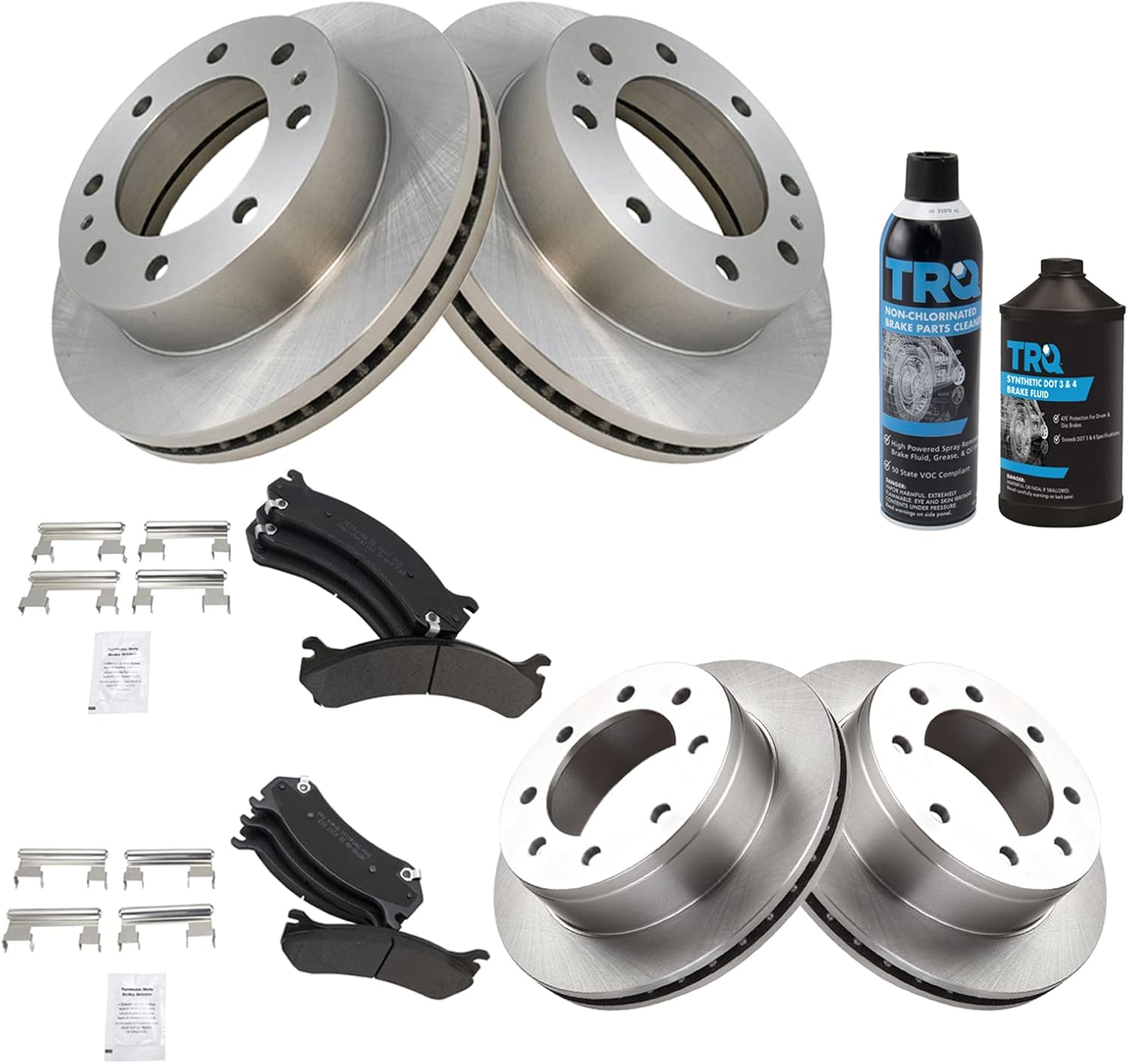 TRQ Front & Rear Brake Pad & Rotor Kit for Chevrolet GMC Vehicles