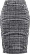 Wool Plaid Pencil Skirt High Waisted Midi - Classic Fall Piece