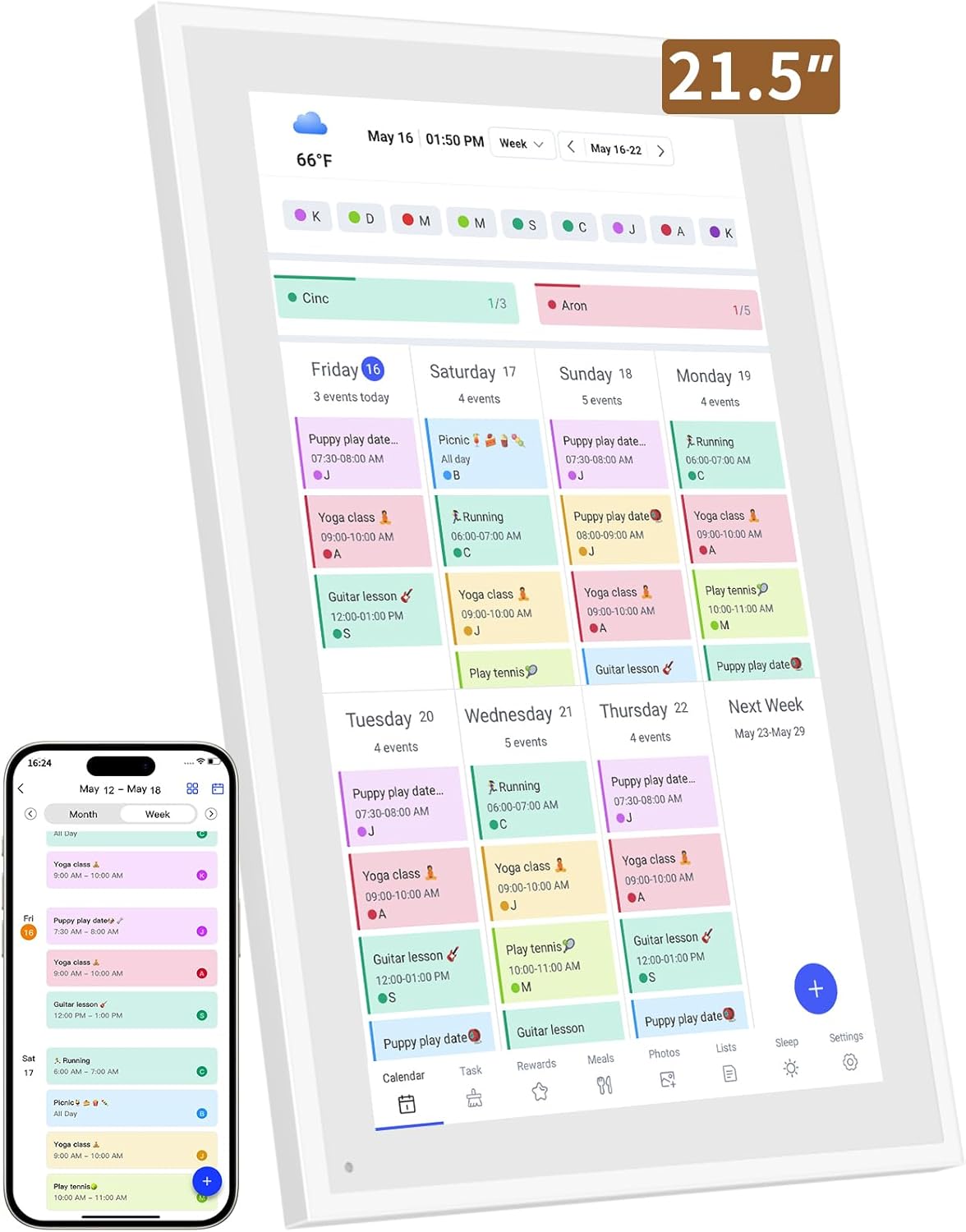 Smart Digital Calendar: 21.5-Inch Touchscreen Family Planner