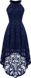 Halter Lace Hi-Lo Cocktail Dress - Flattering Formal Guest Look