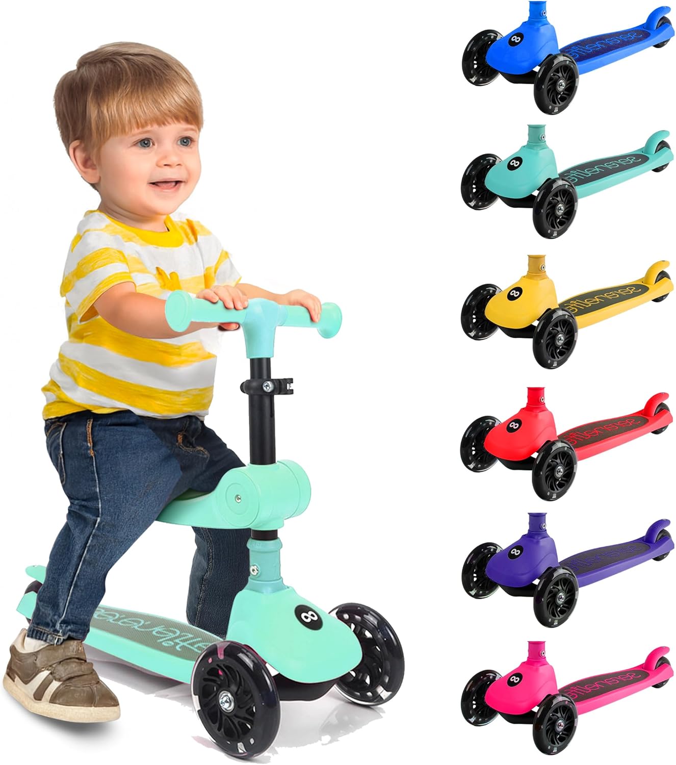 SereneLife 3-Wheel Foldable Kids Scooter for Fun Rides