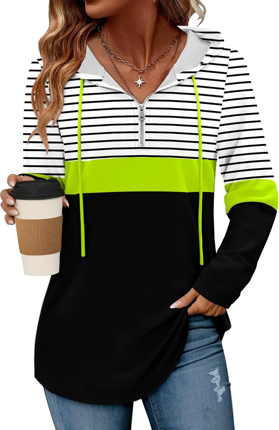 BETTE BOUTIK Womens Quarter Zip Tunic Hoodies for Comfort