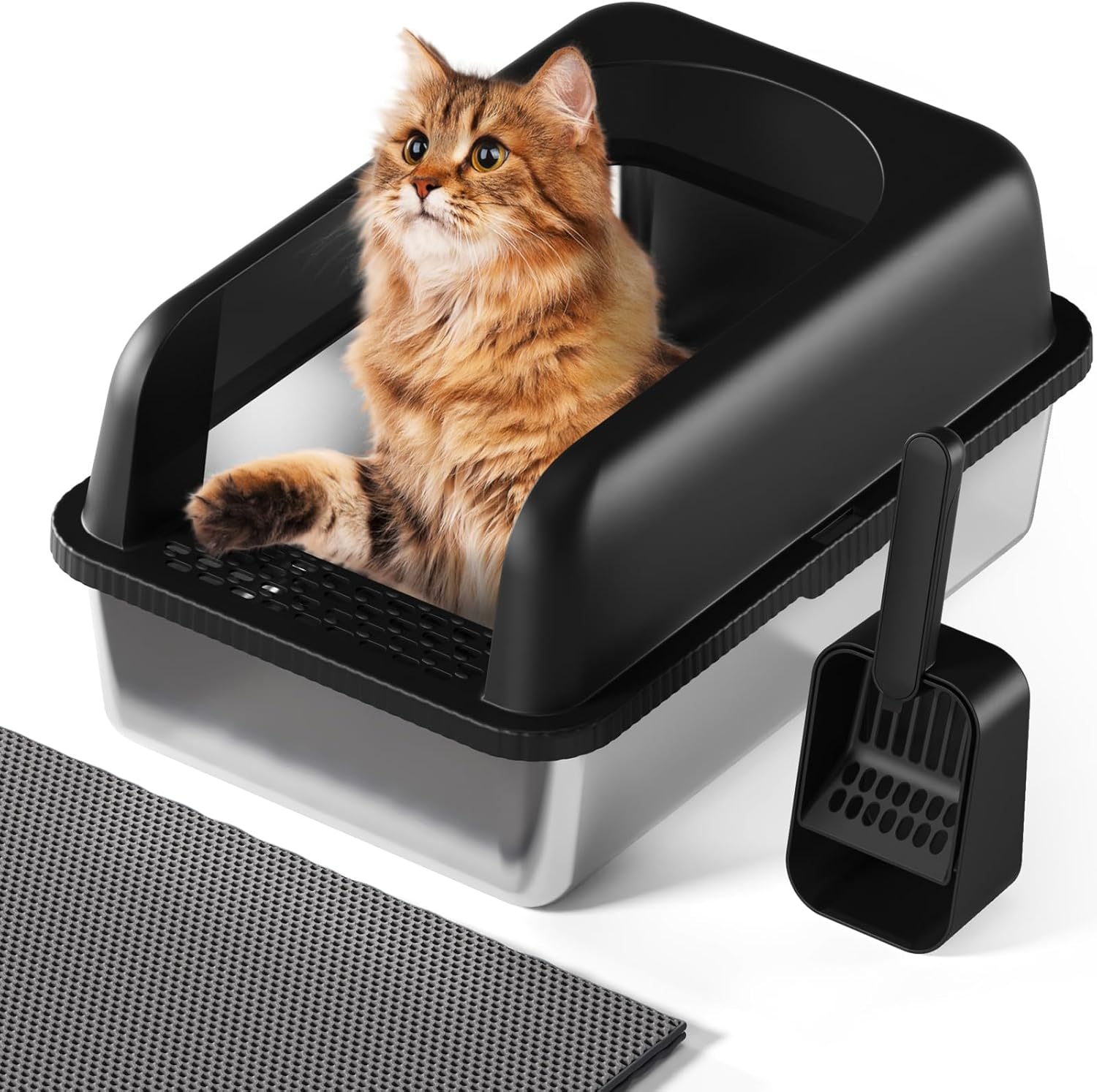 Extra Large Stainless Steel Cat Litter Box for Big Cats