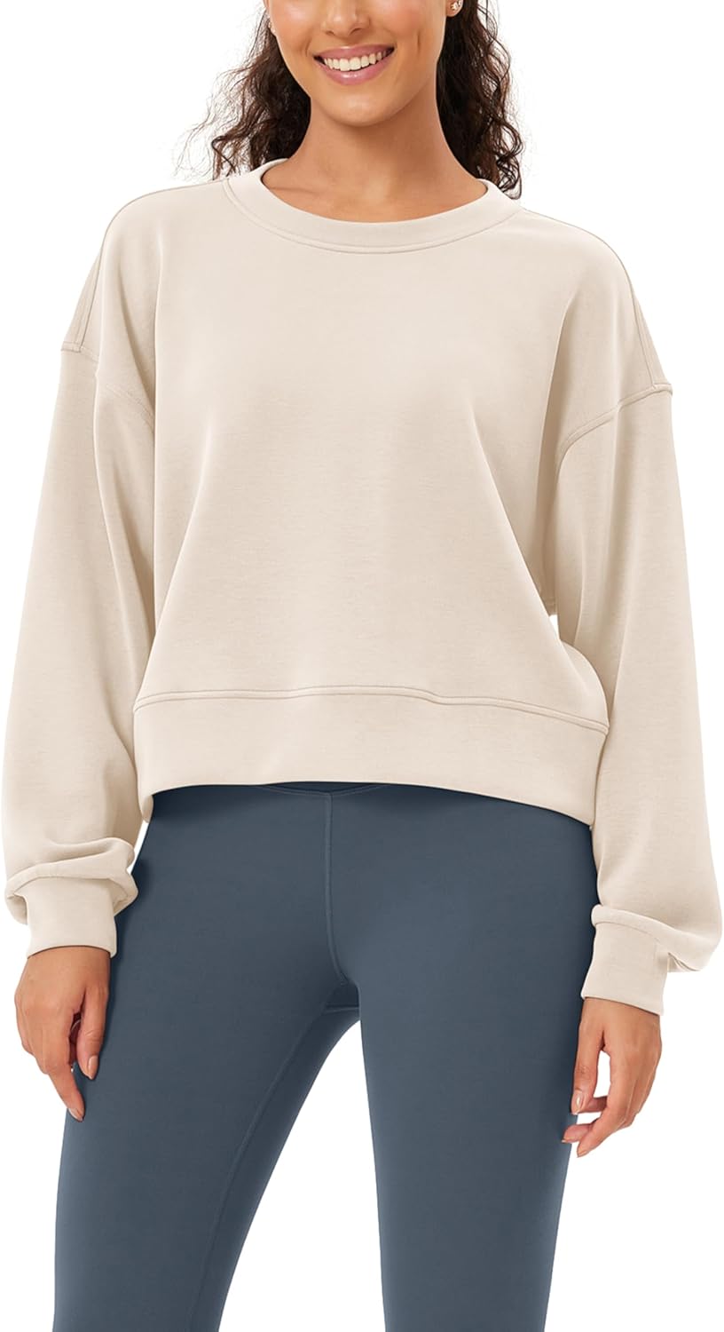 ODODOS Modal Soft Long Sleeve Cropped Sweatshirts for Women