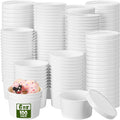 Paper Soup Containers 100 Pack with Lids - 6 oz Disposable Cups