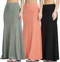 Women's Ultra-Soft Flowy Maxi Skirt 3-Pack - High Waisted Comfort