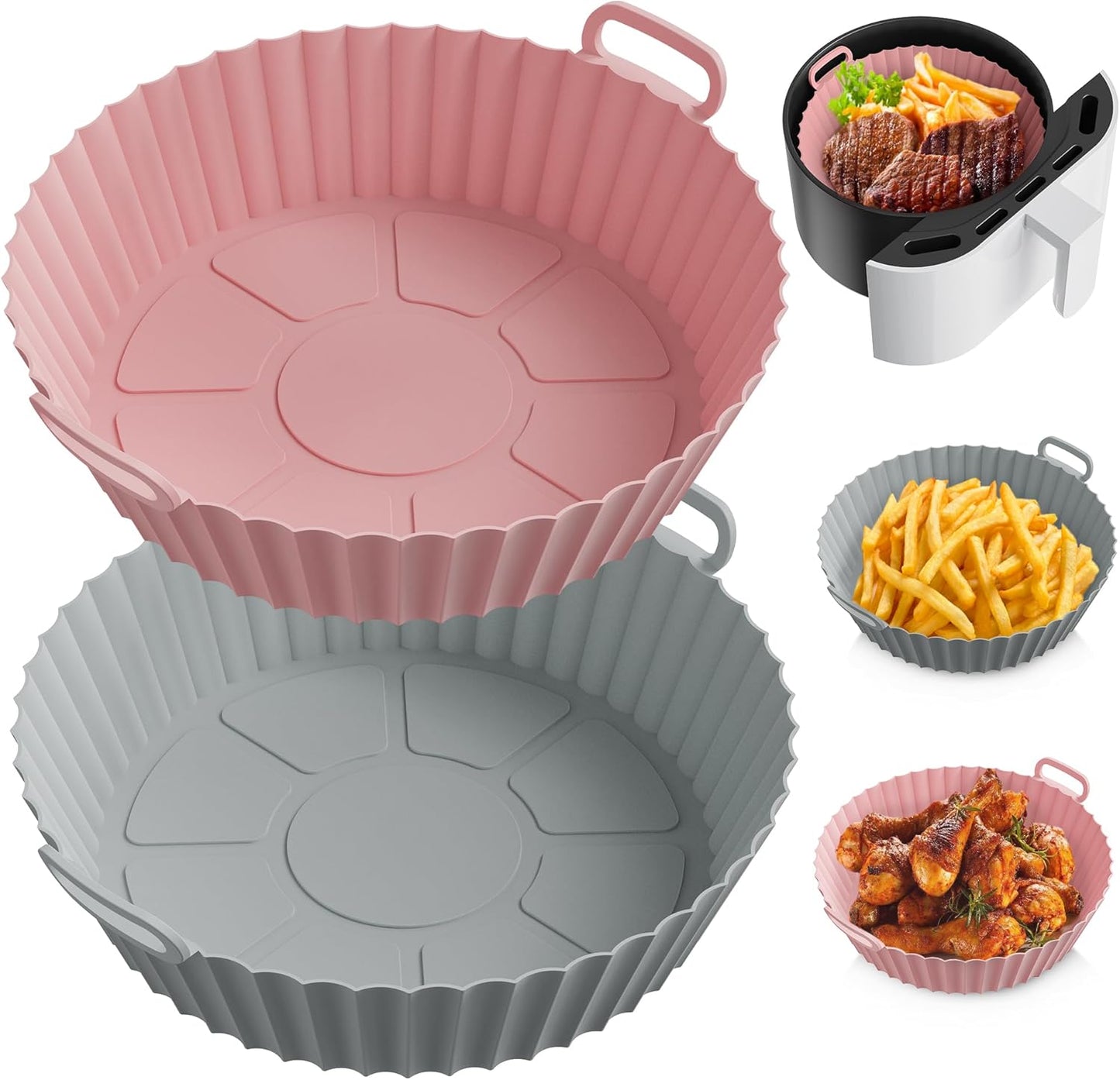 ME.FAN 2 Pack Air Fryer Silicone Liners: Reusable & Easy Clean