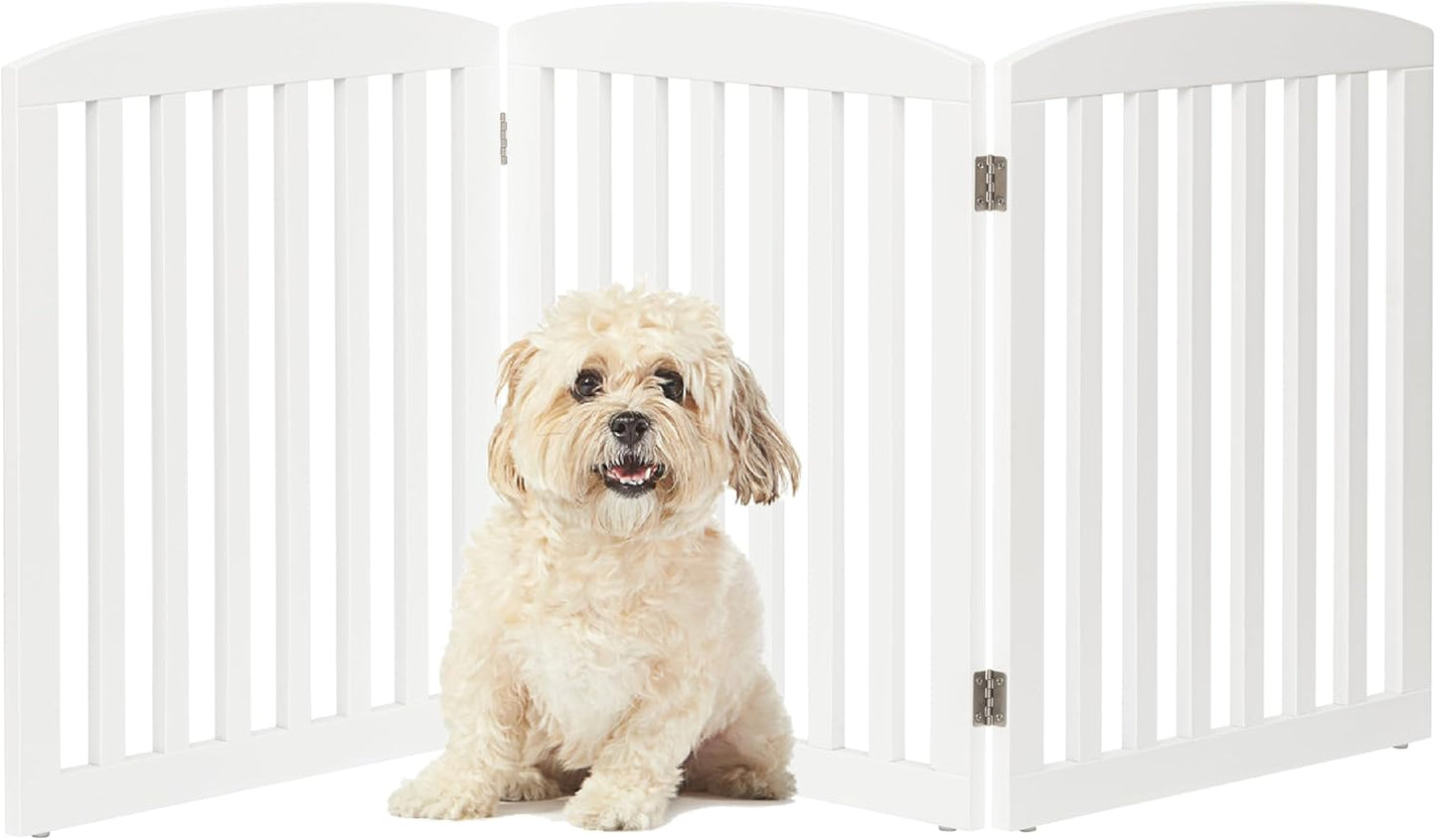 PAWLAND Wooden Freestanding Foldable Pet Gate for Dogs - 24 in
