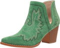 Cowboy Boots for Women Ankle Cutout Chunky Heels - Red Black Brown