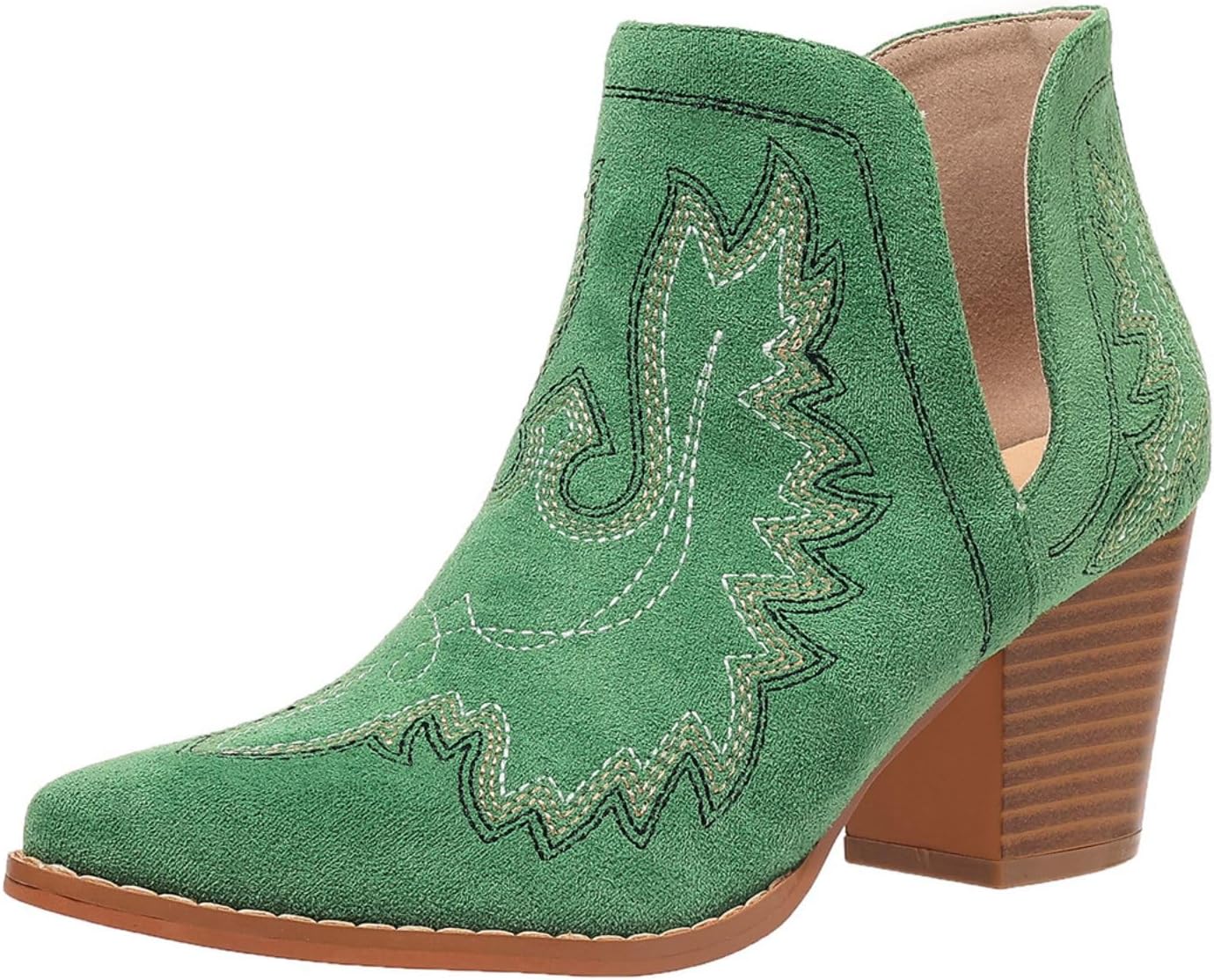 Stylish Cowboy Boots for Women with Chunky Heels and Cutouts