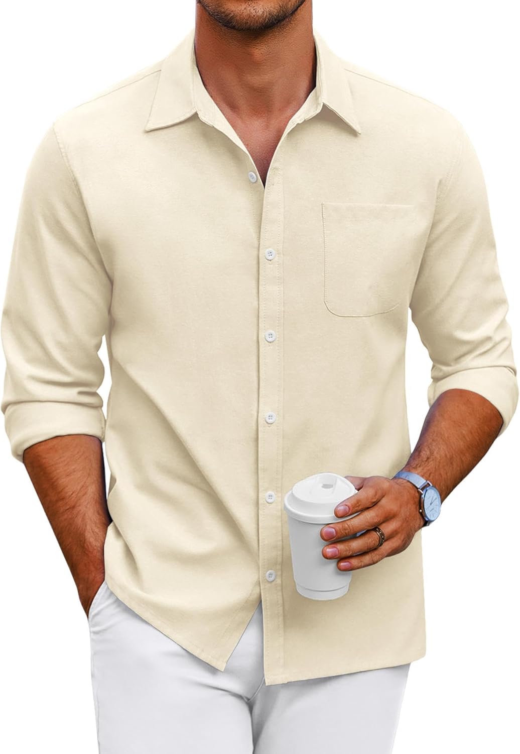 COOFANDY Men's Oxford Shirt Long Sleeve Casual Dress Shirt