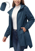 33,000ft Women's Waterproof Long Rain Coat with Hood - Packable Rating