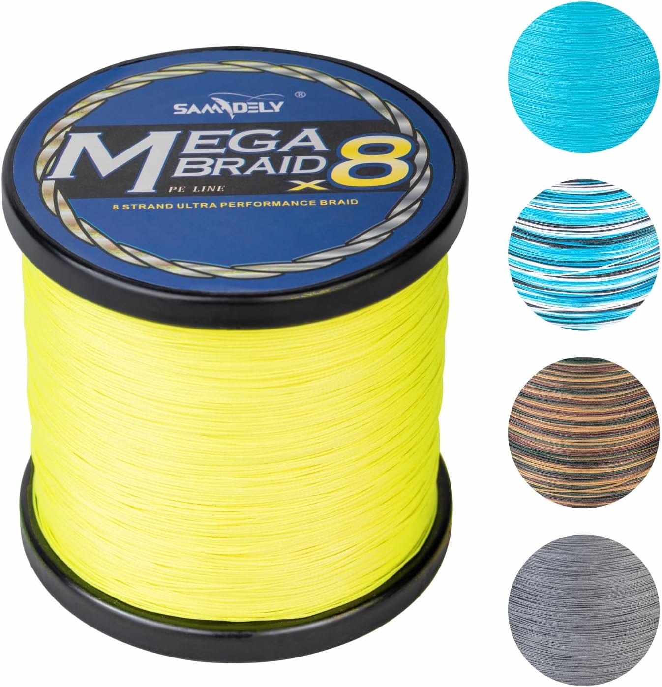 Samdely 8-Strand Braided Fishing Line: Abrasion Resistant, No Stretch, Hi-Vis Color