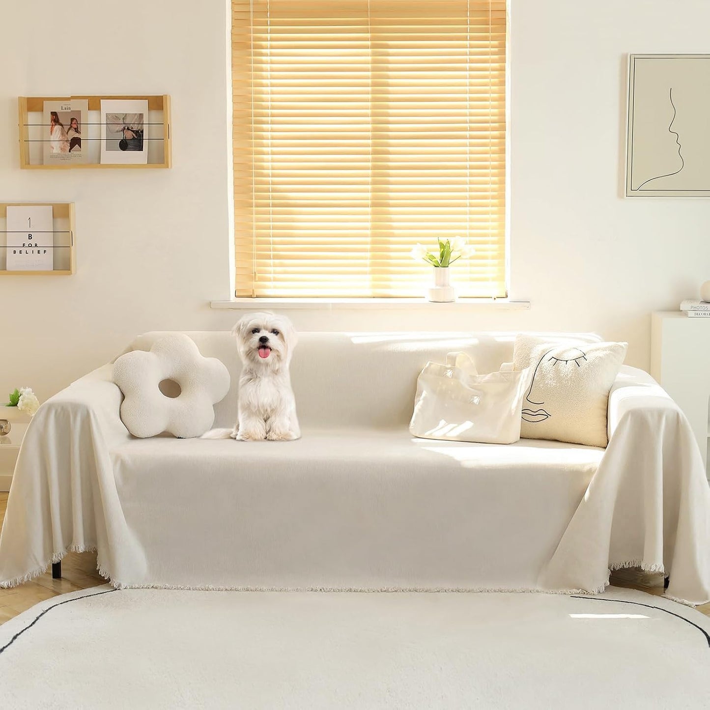 MEETSKY Oversized Couch Cover for 3 Cushion Sofa Protection