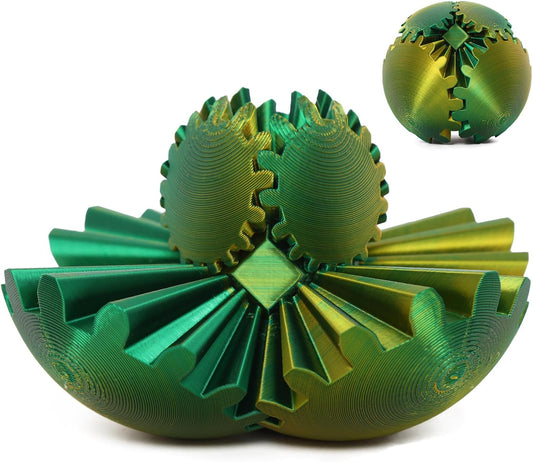 Golden Green Gear Sphere: Stress & Anxiety Relief