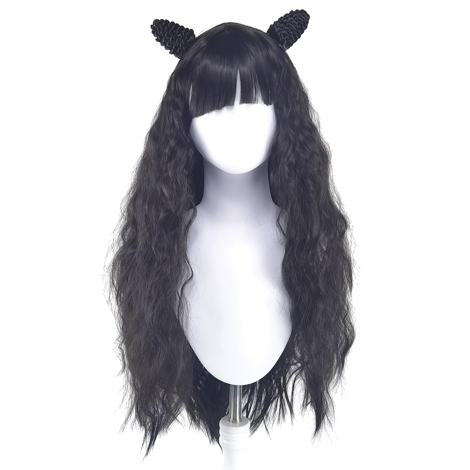 Nadja Cosplay Wig Long Black Wavy Wig with Bangs for Women