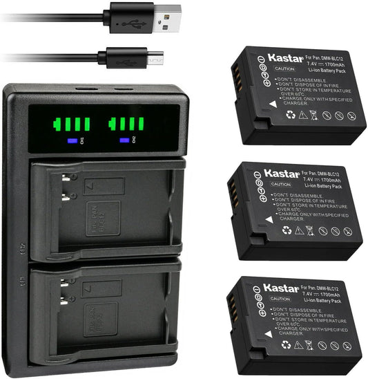 Kastar 3-Pack Battery and USB Charger for Panasonic DMW-BLC12