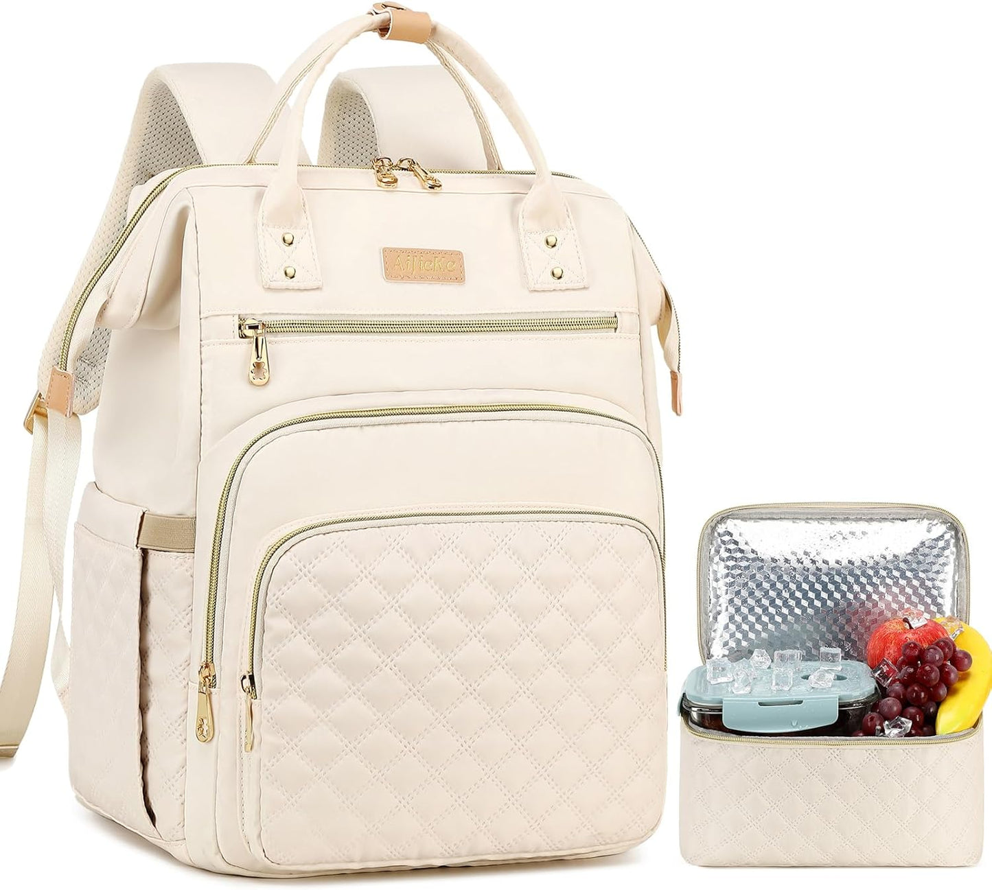 AIJIEKE Large Capacity Laptop Backpack with Insulated Lunch Bag