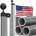 25FT Grey Heavy Duty 11Gauge Aluminum Flagpole Kit - 120MPH Rated