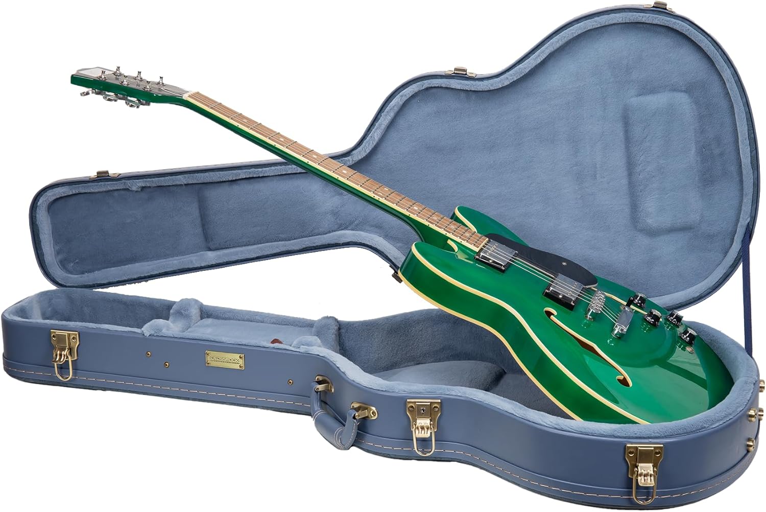 Crossrock Relief Series 335 Guitar Case | Stylish Smoke Blue Finish